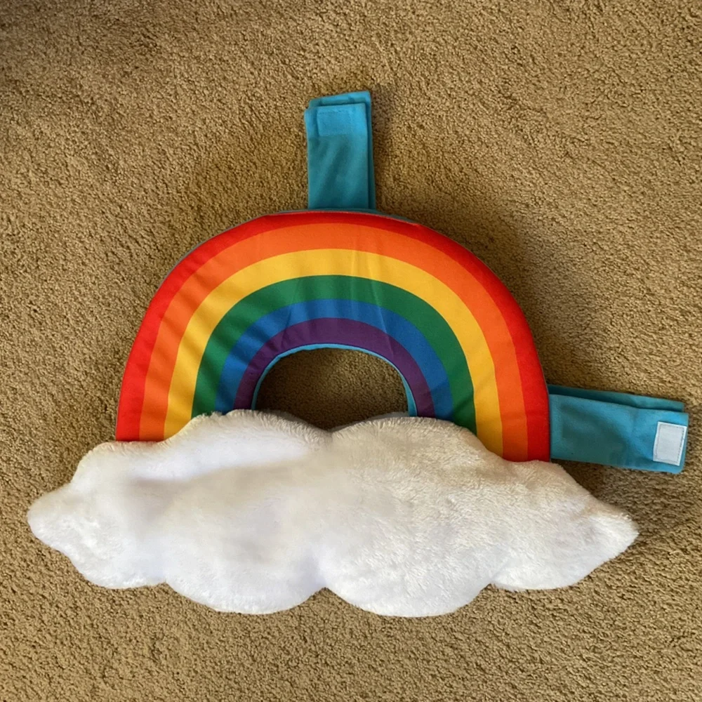 Size LARGE Rainbow with Soft Fluffy Clouds Dog Costume